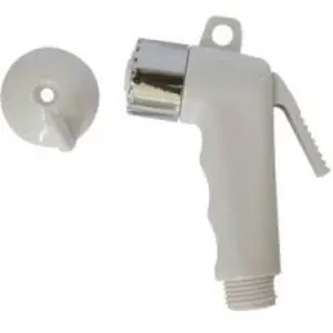 Pistola para Ducha Higiênica Branca Cromada com Suporte 80715 HF