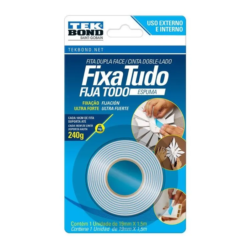 Fita Dupla Face Espuma 19MMX1,5M Tekbond