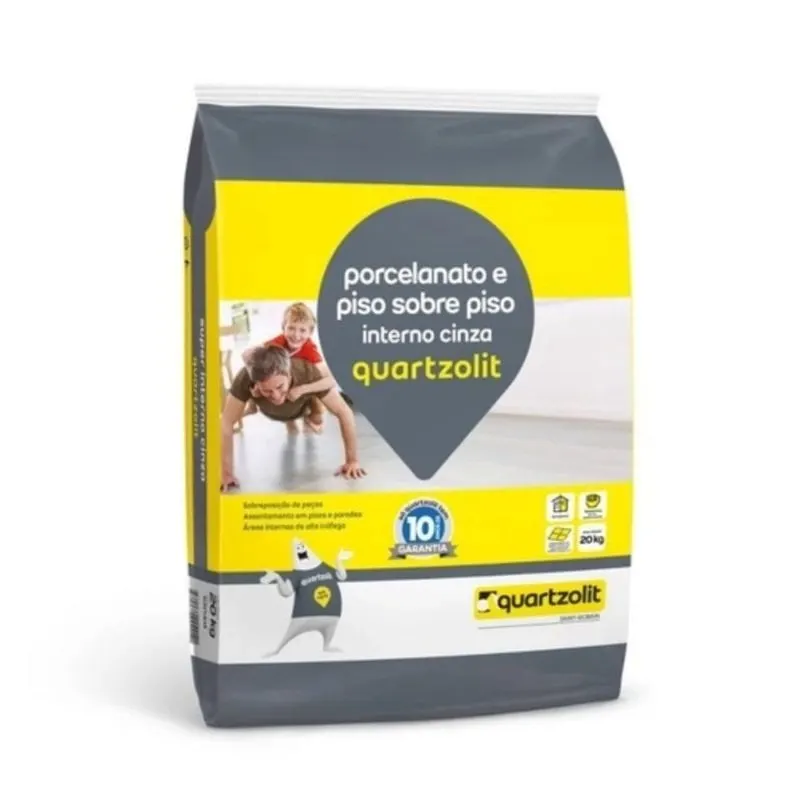 Argamassa Piso Sobre Piso Interno e Porcelanato 20KG Cinza Quartzolit