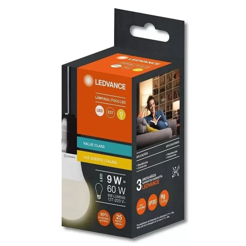 Lâmpada Led A60 09W Bivolt Amarela Ledvance