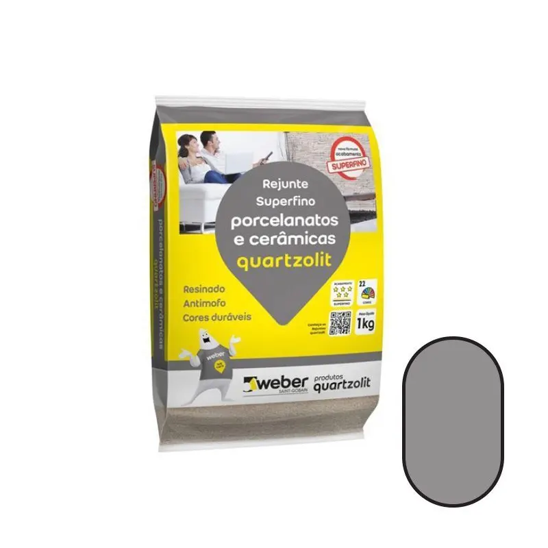 Rejunte Para Porcelanatos Cinza Ártico 1kg Quartzolit