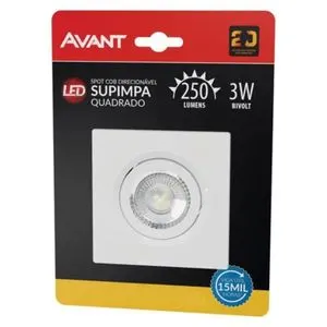 Luminária Spot 3W 865 Quadrada Bivolt AVANT