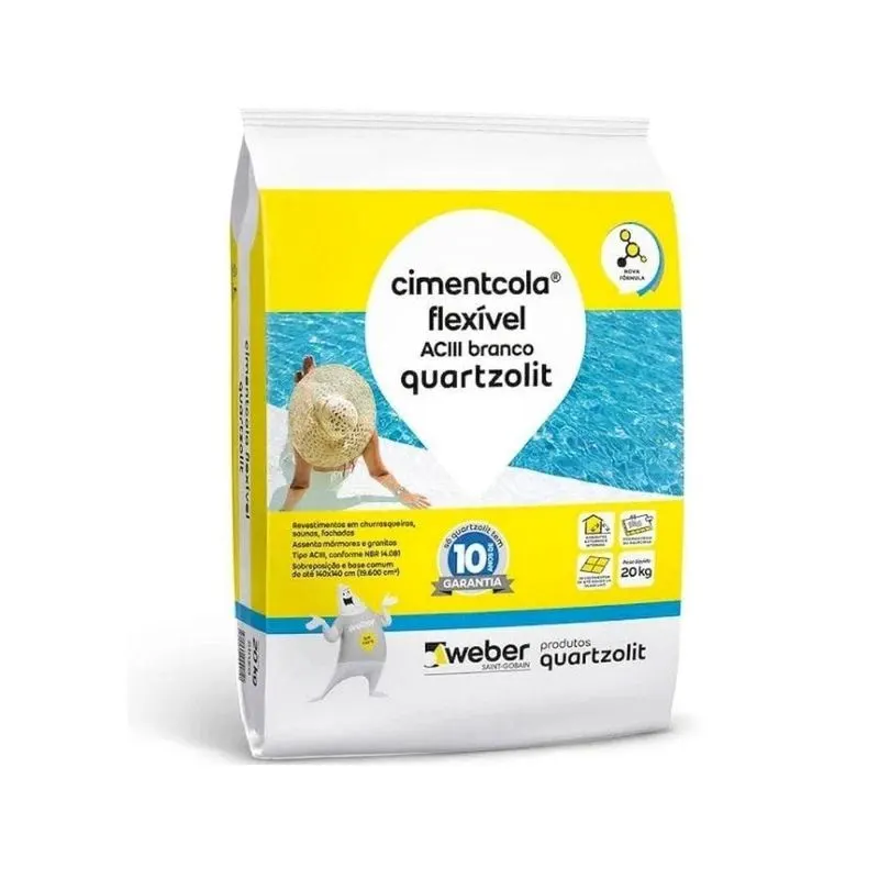 Argamassa Cimentcola Flexível AC3 Branco 20KG Quartzolit