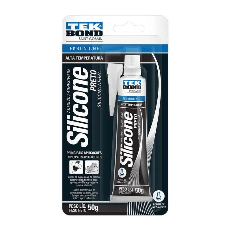 Silicone Alta Temperatura 50GR Preto Tekbond
