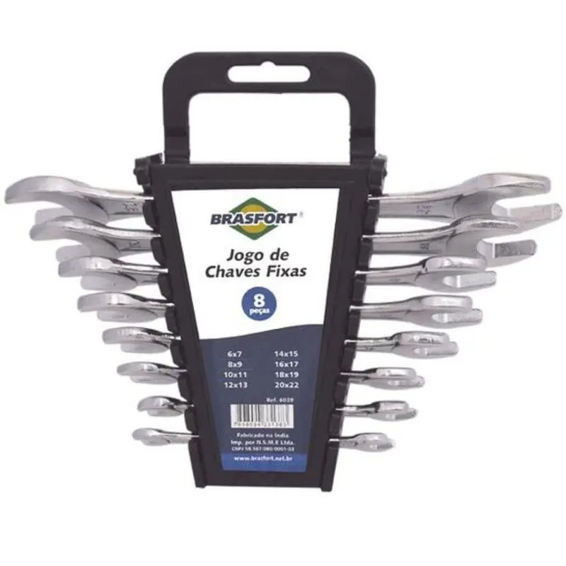 Jogo de Chave Brasfort Fixa Boca 8 Peças 6 a 22MM