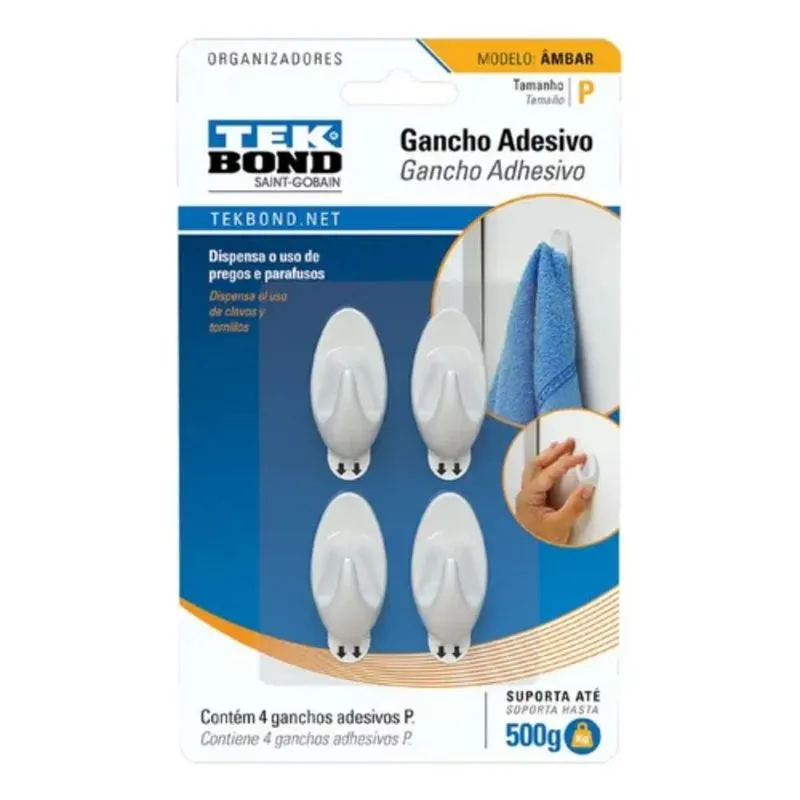 Gancho Ambar de Plástico Branco P
