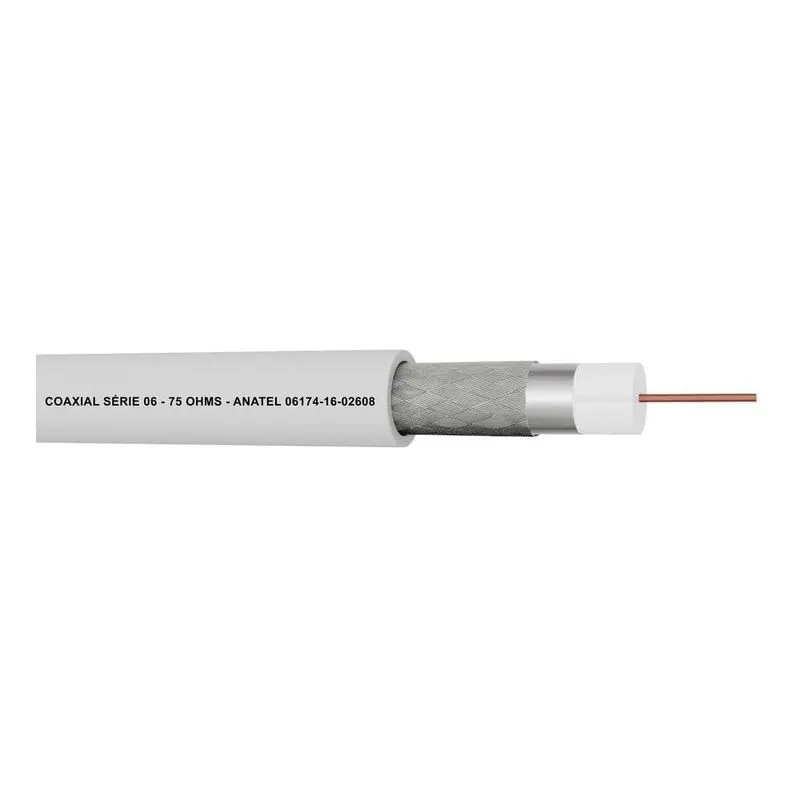 Fio Coaxial Branco RGE06 Rolo 100MT