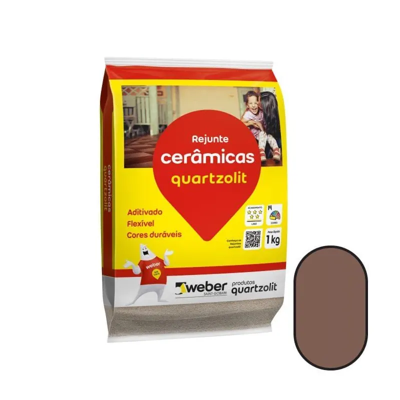 Rejunte para Cerâmicas Marrom Café 1kg Quartzolit