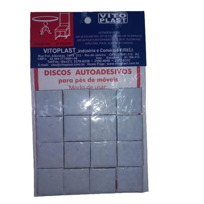 Protetor Feltro 25X25MM 16 Peças Quadrado Pequeno