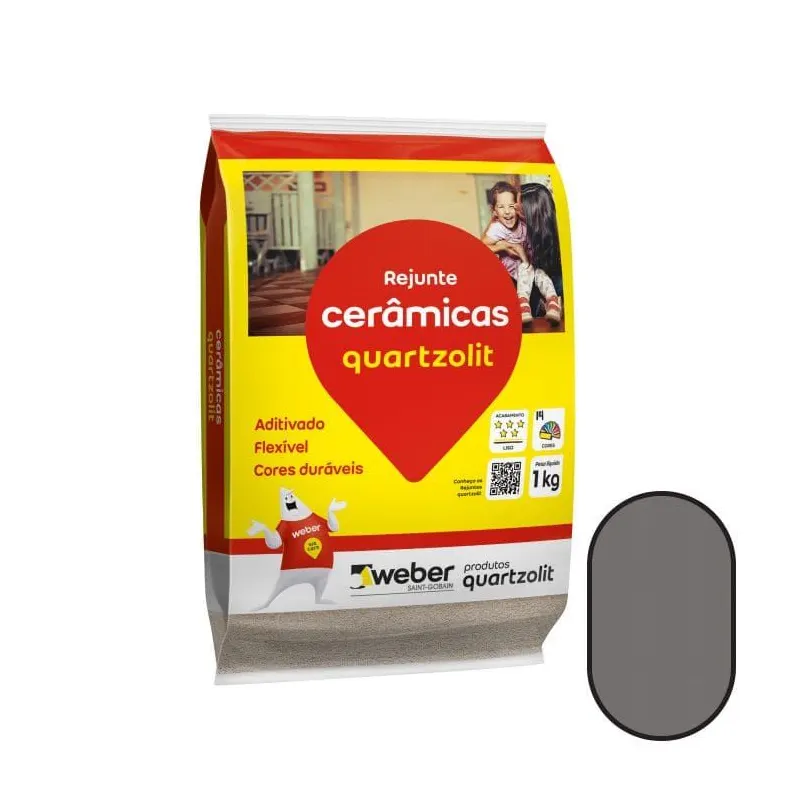 Rejunte para Cerâmicas Preto Grafite 1kg Quartzolit