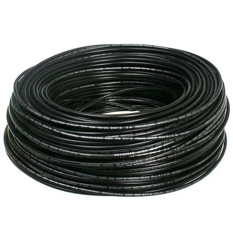 Fio Cabinho Flex 10MM Preto Rolo 100MT