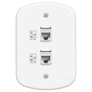 Placa com 2 Tomadas RJ45E 8 Vias Blanc Fame