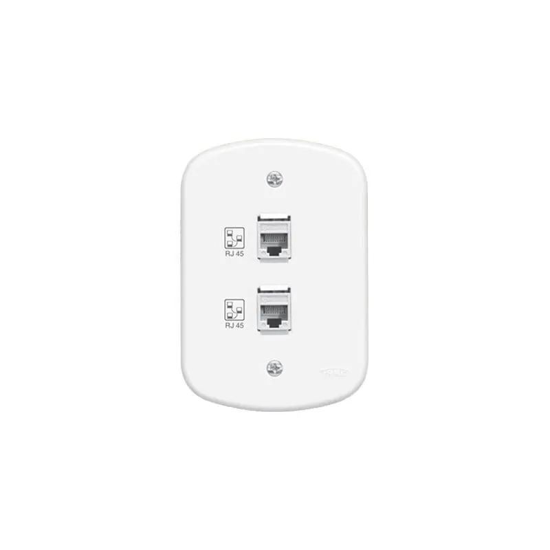 Placa com 2 Tomadas RJ45E 8 Vias Blanc Fame