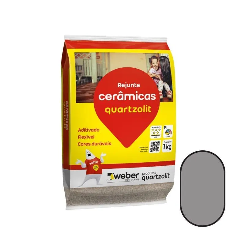 Rejunte para Cerâmicas Cinza Ártico 1kg Quartzolit