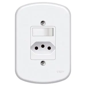 Placa com 1 Interruptor Simples e 1 Tomada 10A Blanc Fame