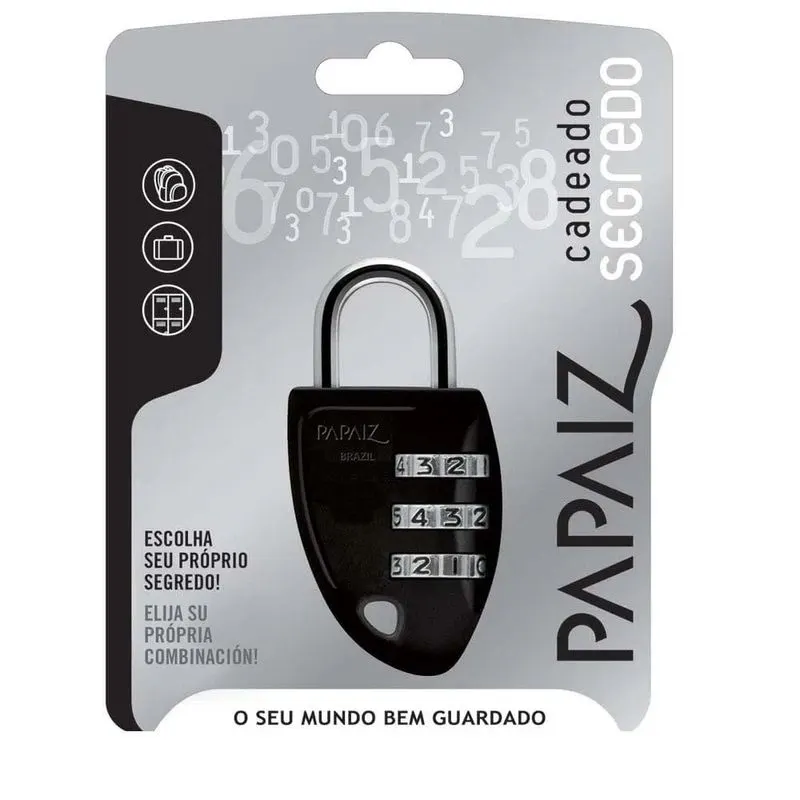 Cadeado de Segredo CS23 Preto Papaiz