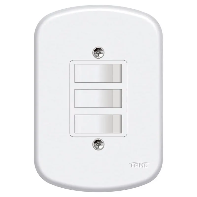 Placa com 3 Interruptores Simples Blanc Fame