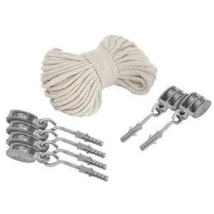 Kit Carretilha Zamak para Varal com Corda de Algodão 15MT