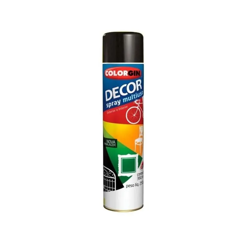 Tinta Spray Preto Brilho Uso Geral 400Ml Colorgin Decor