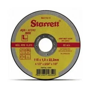 Disco De Corte 115X1,0X22,2Mm Aço Starrett