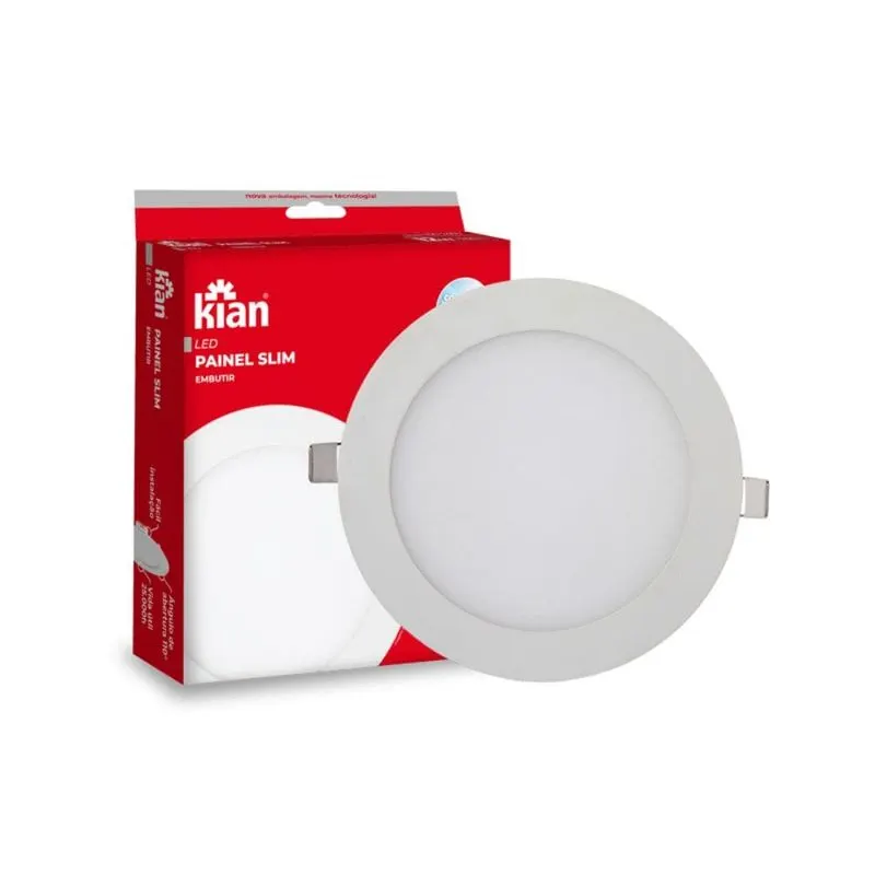 Luminária Led Embutir Redonda Slim 12W 3,0K Amarela Kian