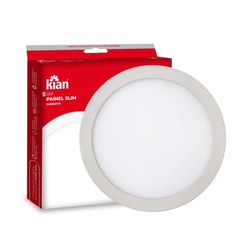 Luminária Led Sobrepor Redonda Slim 18W 3,0K Amarela Kian
