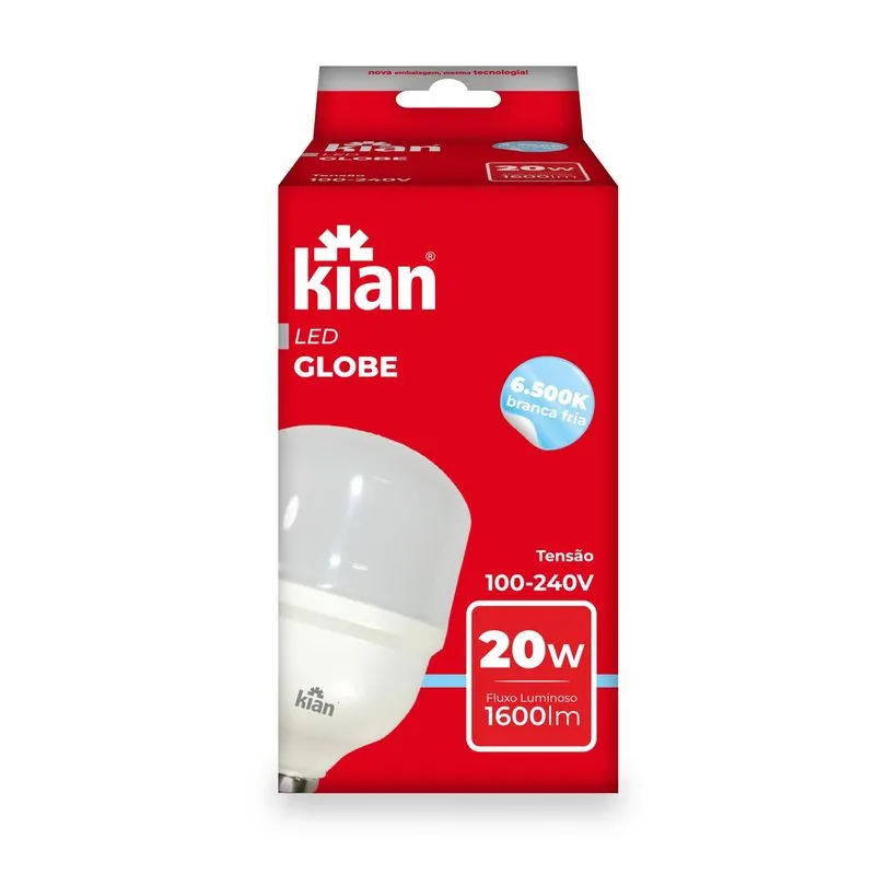 Lampada Led Globe 20W 6,5K Bivolt E27 Kian
