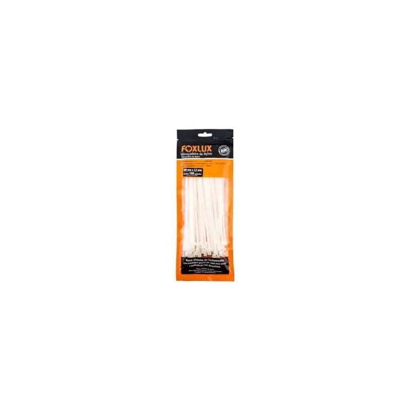 Abracadeira De Nylon Branca 200Mm X 3,5Mm Com 100 Foxlux