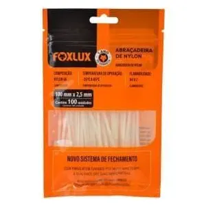 Abracadeira De Nylon Branca 100Mm X 2,5Mm Com 100 Foxlux