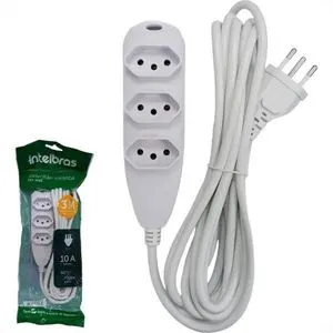 Extensao Tripolar Branco 3 Tomadas 3Mt Intelbras