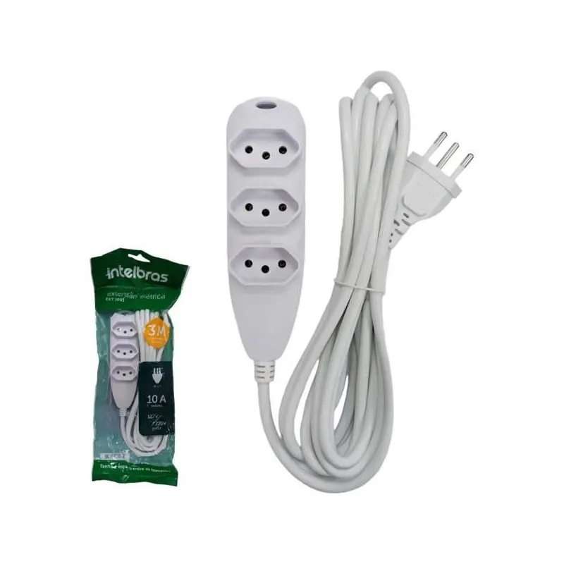 Extensao Tripolar Branco 3 Tomadas 3Mt Intelbras