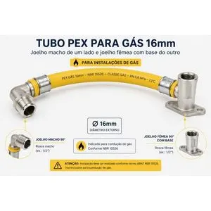 Kit Extensão Tubo Pex Para Gas 16Mm 1 Metro